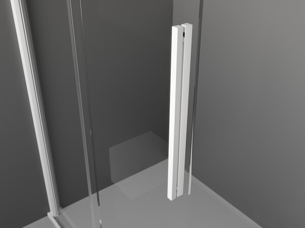 Mexen Velar, sprchová zástěna s posuvnými dveřmi Walk-in 75 x 200 cm, 8mm šedé sklo, bílá matná, 871-075-000-43-20