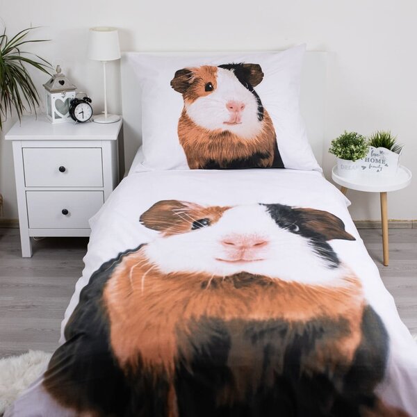 Bílé bavlněné dětské povlečení na jednolůžko 140x200 cm Guinea Pig – Jerry Fabrics