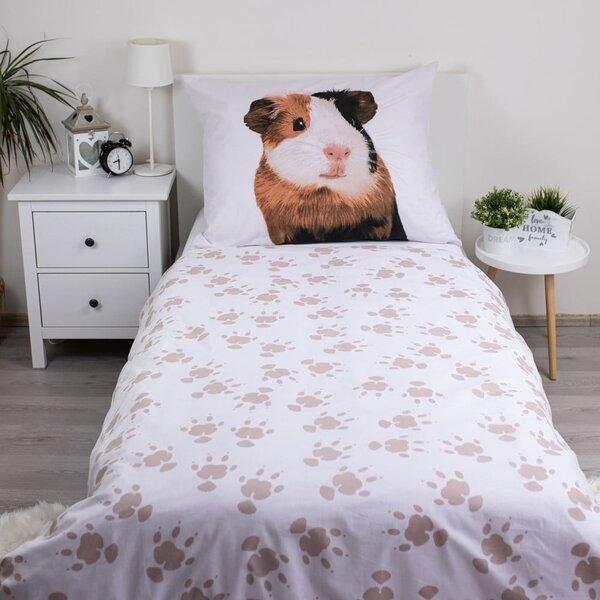 Bílé bavlněné dětské povlečení na jednolůžko 140x200 cm Guinea Pig – Jerry Fabrics