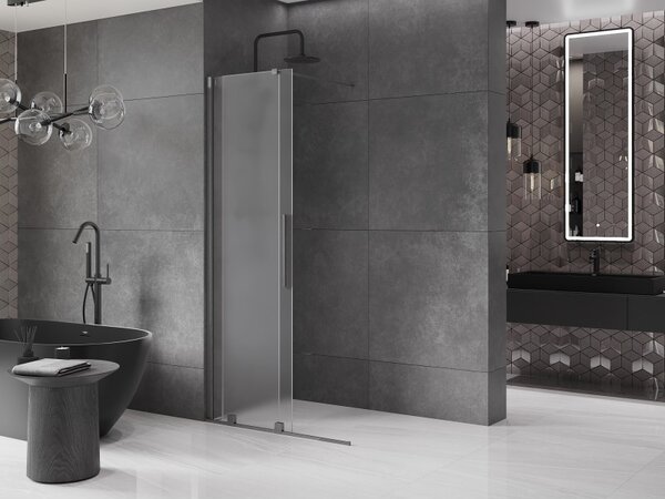 Mexen Velar, sprchová zástěna s posuvnými dveřmi Walk-in 110 x 200 cm, 8mm sklo námraza, grafit broušený, 871-110-000-33-66