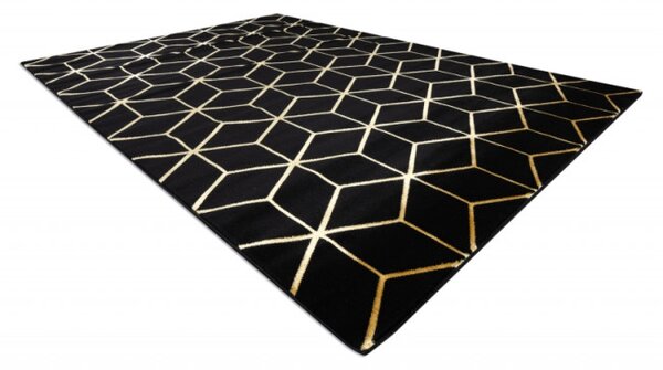 Koberec GLOSS 409C 86 3D kocka glamour - černý, zlatý