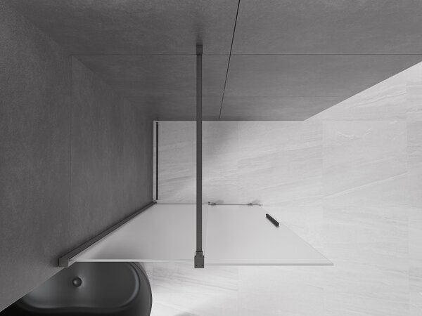 Mexen Velar, sprchová zástěna s posuvnými dveřmi Walk-in 110 x 200 cm, 8mm sklo námraza, grafit broušený, 871-110-000-33-66
