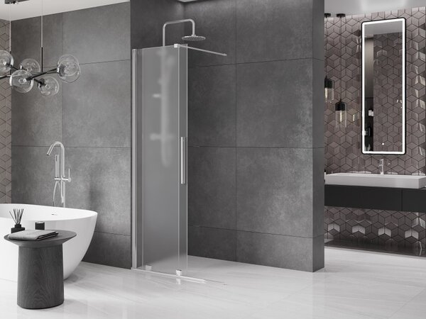 Mexen Velar, sprchová zástěna s posuvnými dveřmi Walk-in 80 x 200 cm, 8mm sklo námraza, chromová, 871-080-000-33-01