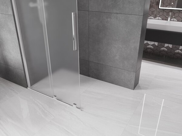 Mexen Velar, sprchová zástěna s posuvnými dveřmi Walk-in 80 x 200 cm, 8mm sklo námraza, chromová, 871-080-000-33-01
