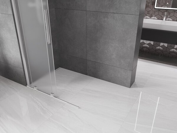 Mexen Velar, sprchová zástěna s posuvnými dveřmi Walk-in 80 x 200 cm, 8mm sklo námraza, chromová, 871-080-000-33-01