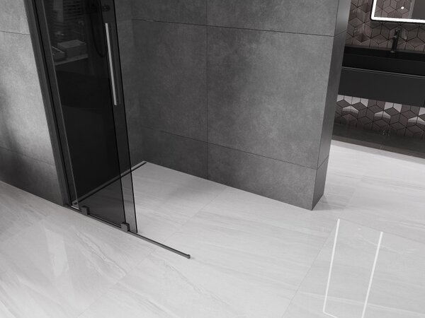 Mexen Velar, sprchová zástěna s posuvnými dveřmi Walk-in 70 x 200 cm, 8mm šedé sklo, broušený grafit, 871-070-000-43-95