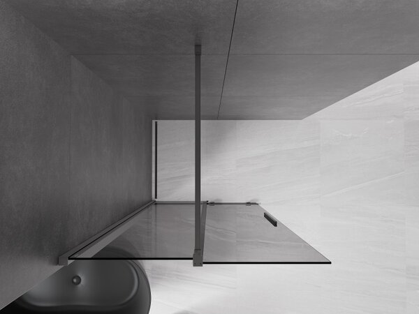 Mexen Velar, sprchová zástěna s posuvnými dveřmi Walk-in 70 x 200 cm, 8mm šedé sklo, broušený grafit, 871-070-000-43-95