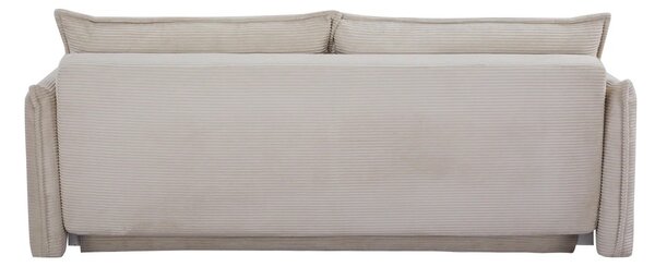 Designová skandinávská rozkládací třímístná sedačka Heaven s krémově béžovým kordovým potahem a úložným prostorem 215 cm
