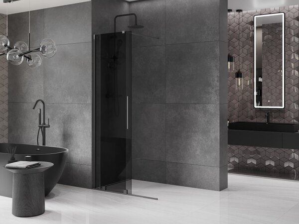 Mexen Velar, sprchová zástěna s posuvnými dveřmi Walk-in 70 x 200 cm, 8mm šedé sklo, broušený grafit, 871-070-000-43-95