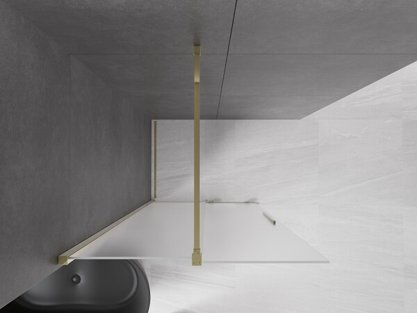 Mexen Velar, sprchová zástěna s posuvnými dveřmi Walk-in 120 x 200 cm, 8mm sklo námraza, zlatá lesklá, 871-120-000-33-50