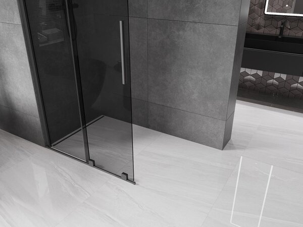 Mexen Velar, sprchová zástěna s posuvnými dveřmi Walk-in 70 x 200 cm, 8mm šedé sklo, broušený grafit, 871-070-000-43-95