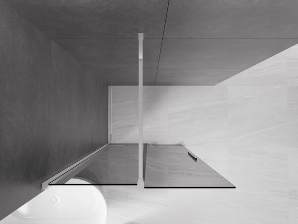 Mexen Velar, sprchová zástěna s posuvnými dveřmi Walk-in 70 x 200 cm, 8mm šedé sklo, chromová, 871-070-000-43-01