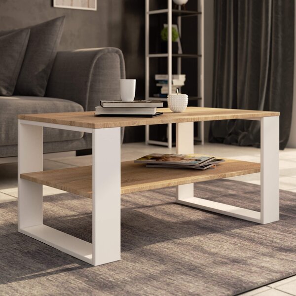Ak furniture Konferenční stolek DOMI II dub sonoma/bílý