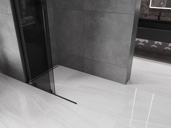 Mexen Velar, sprchová zástěna s posuvnými dveřmi Walk-in 70 x 200 cm, 8mm šedé sklo, černá matná, 871-070-000-43-70