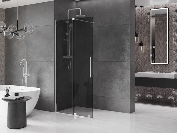 Mexen Velar, sprchová zástěna s posuvnými dveřmi Walk-in 70 x 200 cm, 8mm šedé sklo, chromová, 871-070-000-43-01