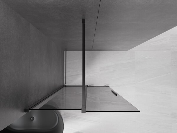 Mexen Velar, sprchová zástěna s posuvnými dveřmi Walk-in 70 x 200 cm, 8mm šedé sklo, černá matná, 871-070-000-43-70