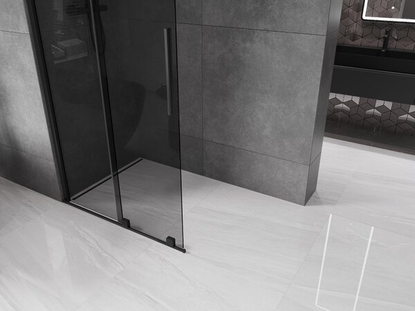 Mexen Velar, sprchová zástěna s posuvnými dveřmi Walk-in 70 x 200 cm, 8mm šedé sklo, černá matná, 871-070-000-43-70