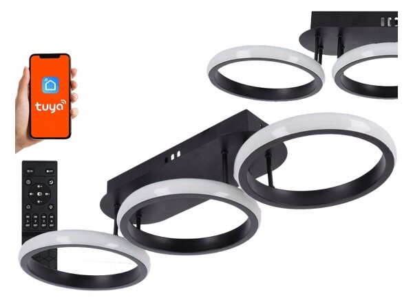 LED Stmívatelné stropní svítidlo LED/30W/230V 3000-6500K černá Wi-Fi Tuya + DO