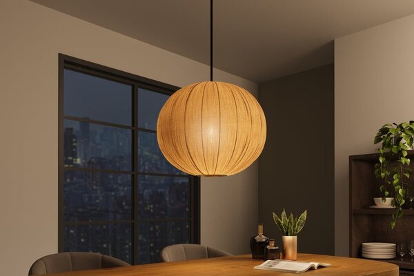 Designový kulatý závěsný lustr Mistia se zlatým stínítkem 45 cm