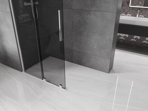 Mexen Velar, sprchová zástěna s posuvnými dveřmi Walk-in 70 x 200 cm, 8mm šedé sklo, chromová, 871-070-000-43-01