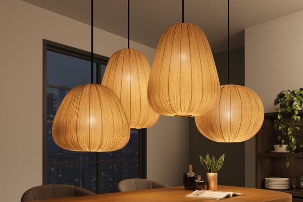 Designový kulatý závěsný lustr Mistia se zlatým stínítkem 45 cm
