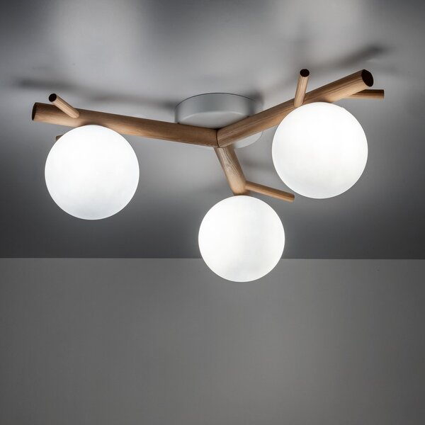 TK Lighting Sheron stropní světlo 3x6 W bílá-dřevo 5308