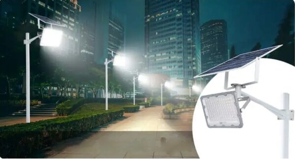 LED Stmívatelný solární reflektor LED/50W/3,2V 5000K 6000 mAh IP65 černá + DO