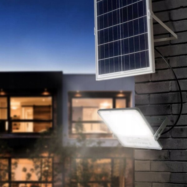 LED Stmívatelný solární reflektor LED/150W/3,2V 5000K 15000 mAh IP65 černá + DO