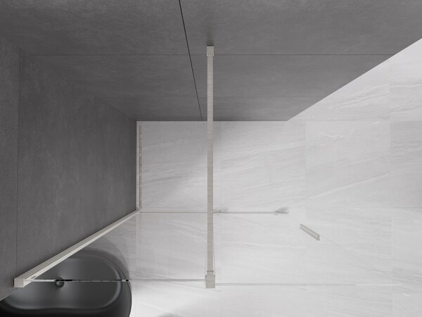 Mexen Velar, sprchová zástěna s posuvnými dveřmi Walk-in 130 x 200 cm, 8mm čiré sklo, broušená ocel, 871-130-000-03-97