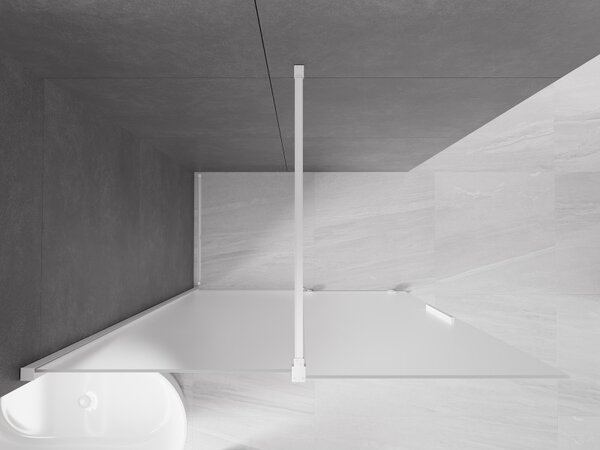 Mexen Velar, sprchová zástěna s posuvnými dveřmi Walk-in 130 x 200 cm, 8mm sklo námraza, bílá matná, 871-130-000-33-20