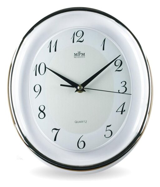 MPM stříbrné oválné nástěnné hodiny MPM E01.2448 (MPM stříbrné oválné nástěnné hodiny MPM E01.2448)