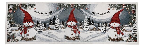 Vánoční gobelínový běhoun na stůl Sněhulák Chenille IT07 Barva Vícebarevná Rozměry 40x130 cm