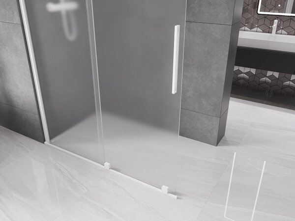 Mexen Velar, sprchová zástěna s posuvnými dveřmi Walk-in 130 x 200 cm, 8mm sklo námraza, bílá matná, 871-130-000-33-20