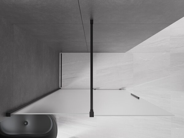 Mexen Velar, sprchová zástěna s posuvnými dveřmi Walk-in 140 x 200 cm, 8mm sklo námraza, černá matná, 871-140-000-33-70