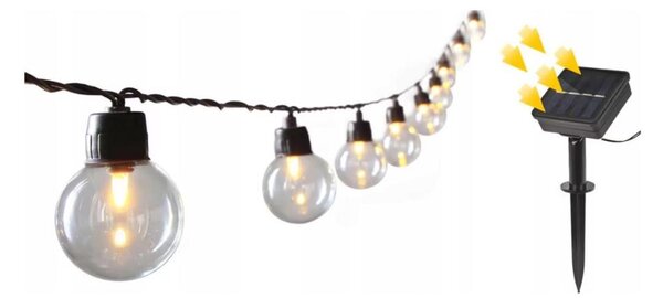 LED Solární dekorační řetěz 30xLED/8 funkcí 500 mAh 10,6 m IP67 teplá bílá