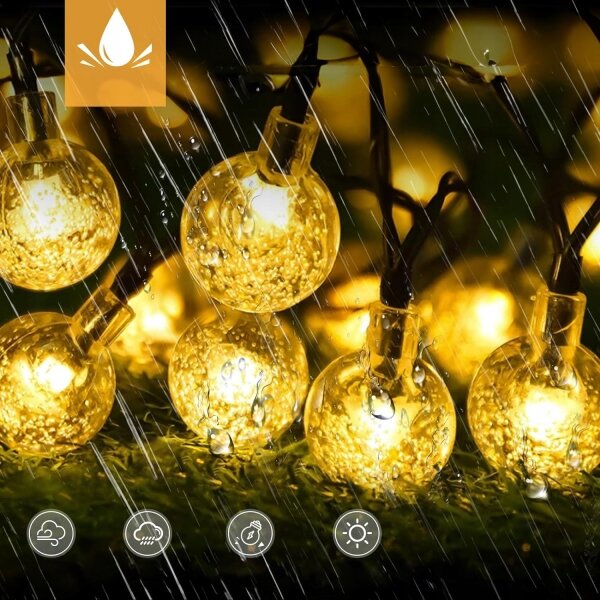 LED Solární dekorační řetěz 30xLED/8 funkcí 500 mAh 6,5 m IP67 teplá bílá