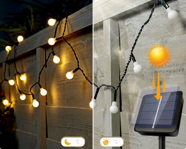 LED Solární dekorační řetěz 30xLED/8 funkcí 500 mAh 6,5 m IP67 teplá bílá