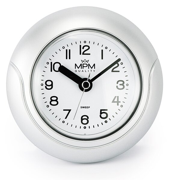 Designové plastové hodiny stříbrné MPM E01.2526 - koupelnové hodiny