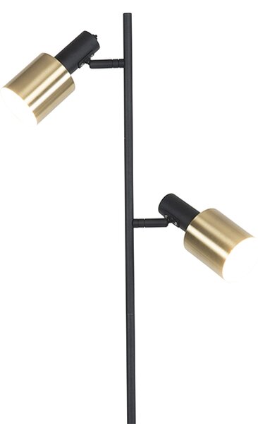 Designová stojací lampa černá se zlatem 2-světlo - Stijn