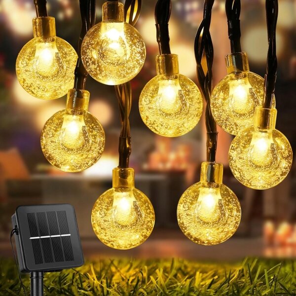 LED Solární dekorační řetěz 30xLED/8 funkcí 500 mAh 6,5 m IP67 teplá bílá