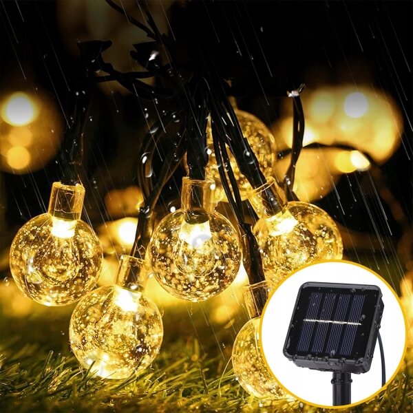 LED Solární dekorační řetěz 30xLED/8 funkcí 500 mAh 6,5 m IP67 teplá bílá