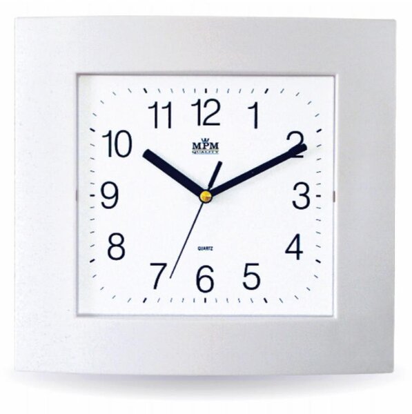 Hranaté plastové hodiny bílé MPM E01.2461