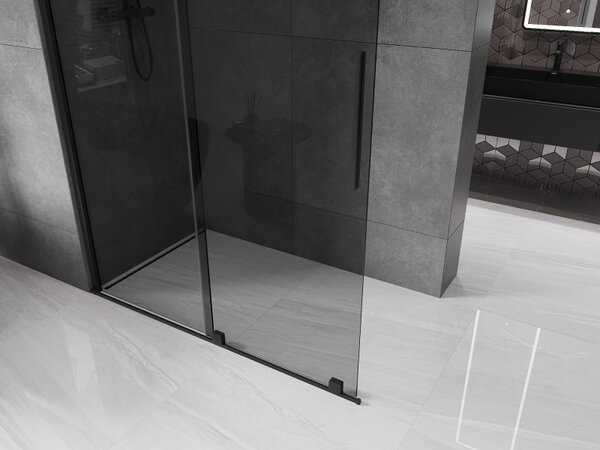 Mexen Velar, sprchová zástěna s posuvnými dveřmi Walk-in 130 x 200 cm, 8mm šedé sklo, černá matná, 871-130-000-43-70