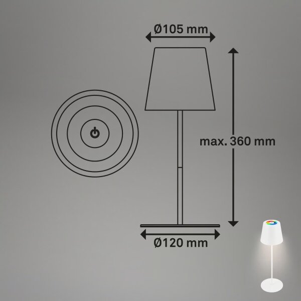 Briloner 7559016-LED RGB St stolní lampa COLORIS 3,5W/5V IP44 2000mAh Wi-Fi Tuya
