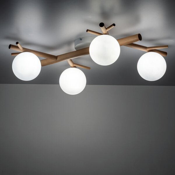 TK Lighting Sheron stropní světlo 4x6 W bílá-dřevo 5309