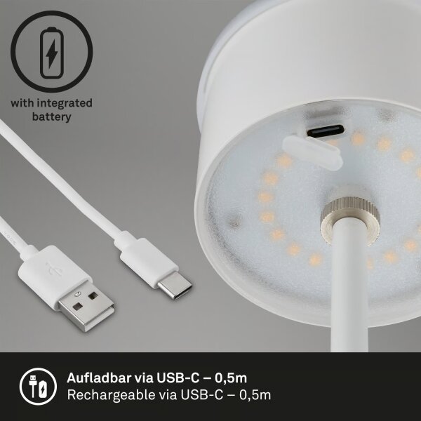 Brilo - LED St nab dotyk stolní lampa KIKI LED/2,6W/5V IP44 2600 mAh bílá