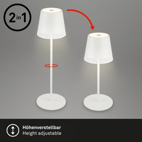 Brilo - LED St nab dotyk stolní lampa KIKI LED/2,6W/5V IP44 2600 mAh bílá