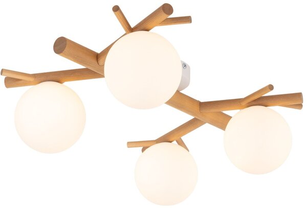 TK Lighting Sheron stropní světlo 4x6 W bílá-dřevo 5309