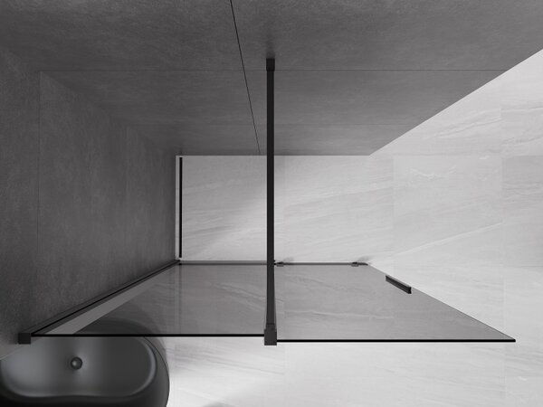 Mexen Velar, sprchová zástěna s posuvnými dveřmi Walk-in 130 x 200 cm, 8mm šedé sklo, černá matná, 871-130-000-43-70