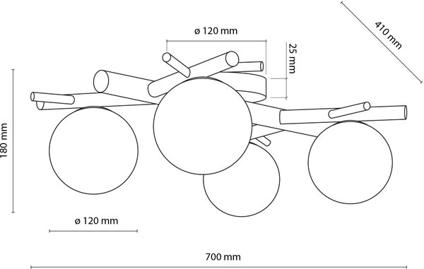 TK Lighting Sheron stropní světlo 4x6 W bílá-dřevo 5309